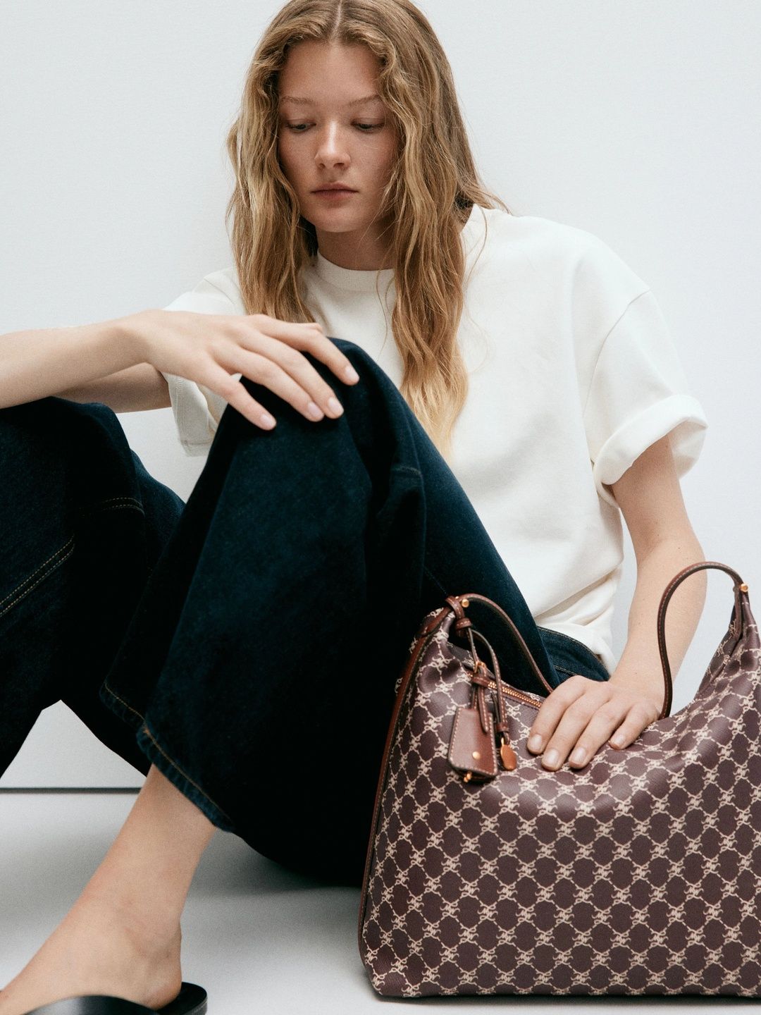 MANGO Printed Structured Hobo Bag-image-8