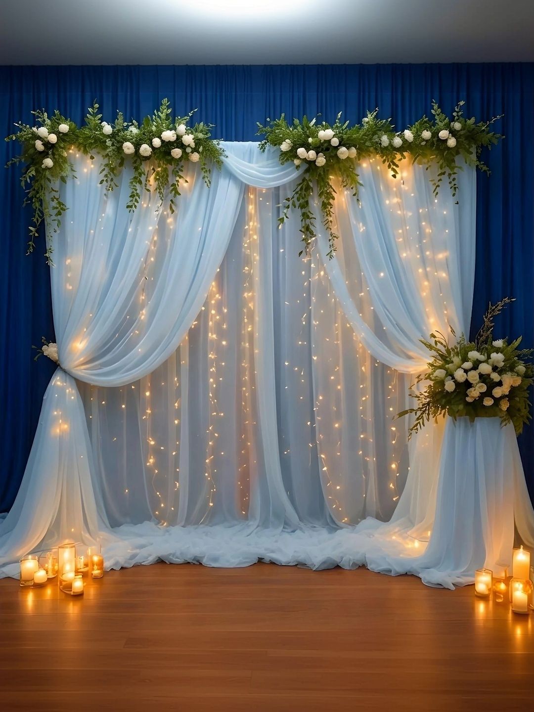 Bubble Trouble 7-Pcs Blue Curtain Backdrop With String Lights-image-29