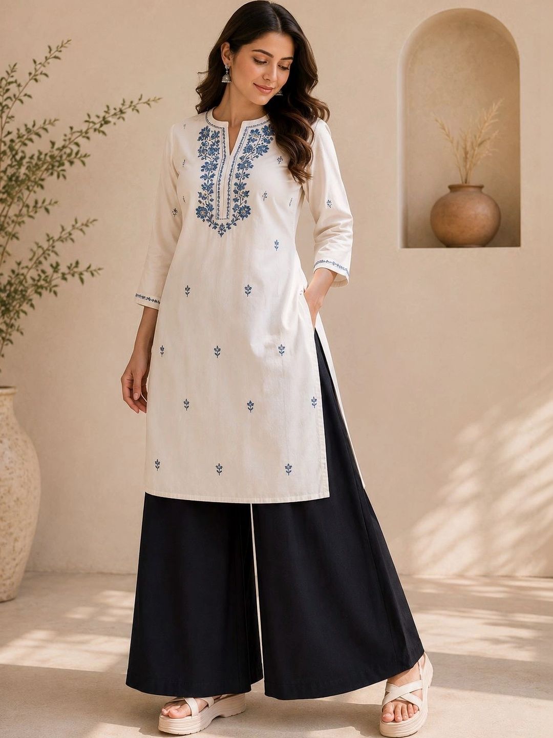 KALINI Women Linen Ethnic Palazzos-picture-43