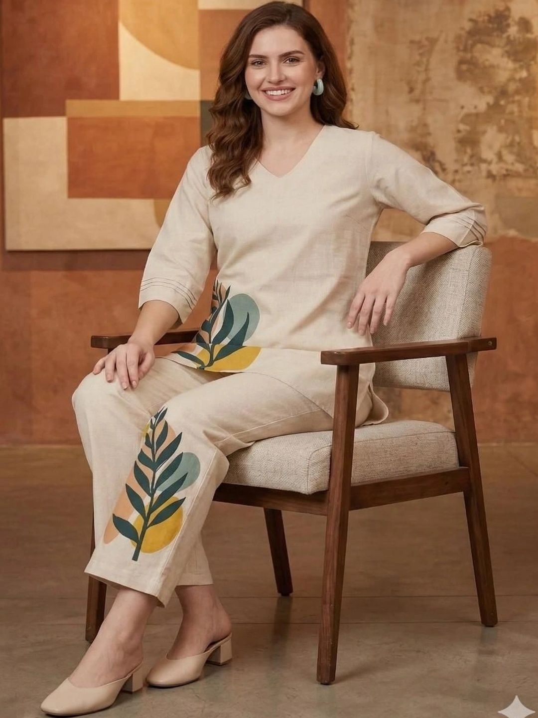 HERE&NOW Women Printed Regular Kurta with Trousers-picture-27