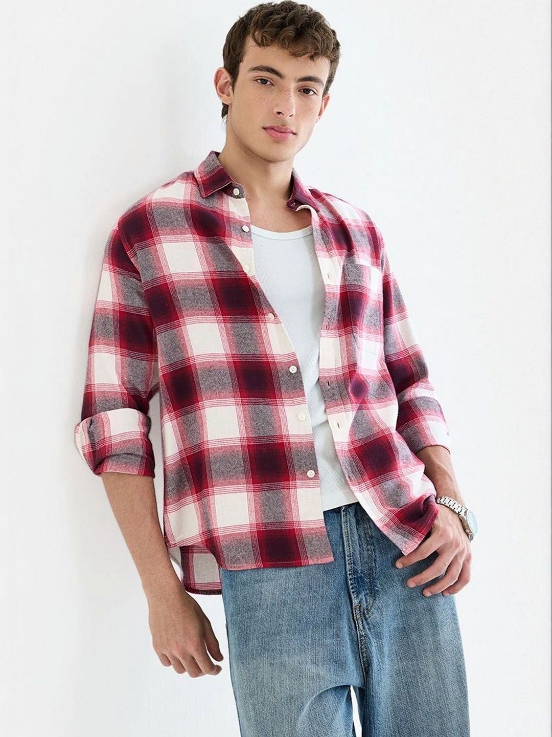 Snitch Men Tartan Checks Checked Casual Shirt-picture-28