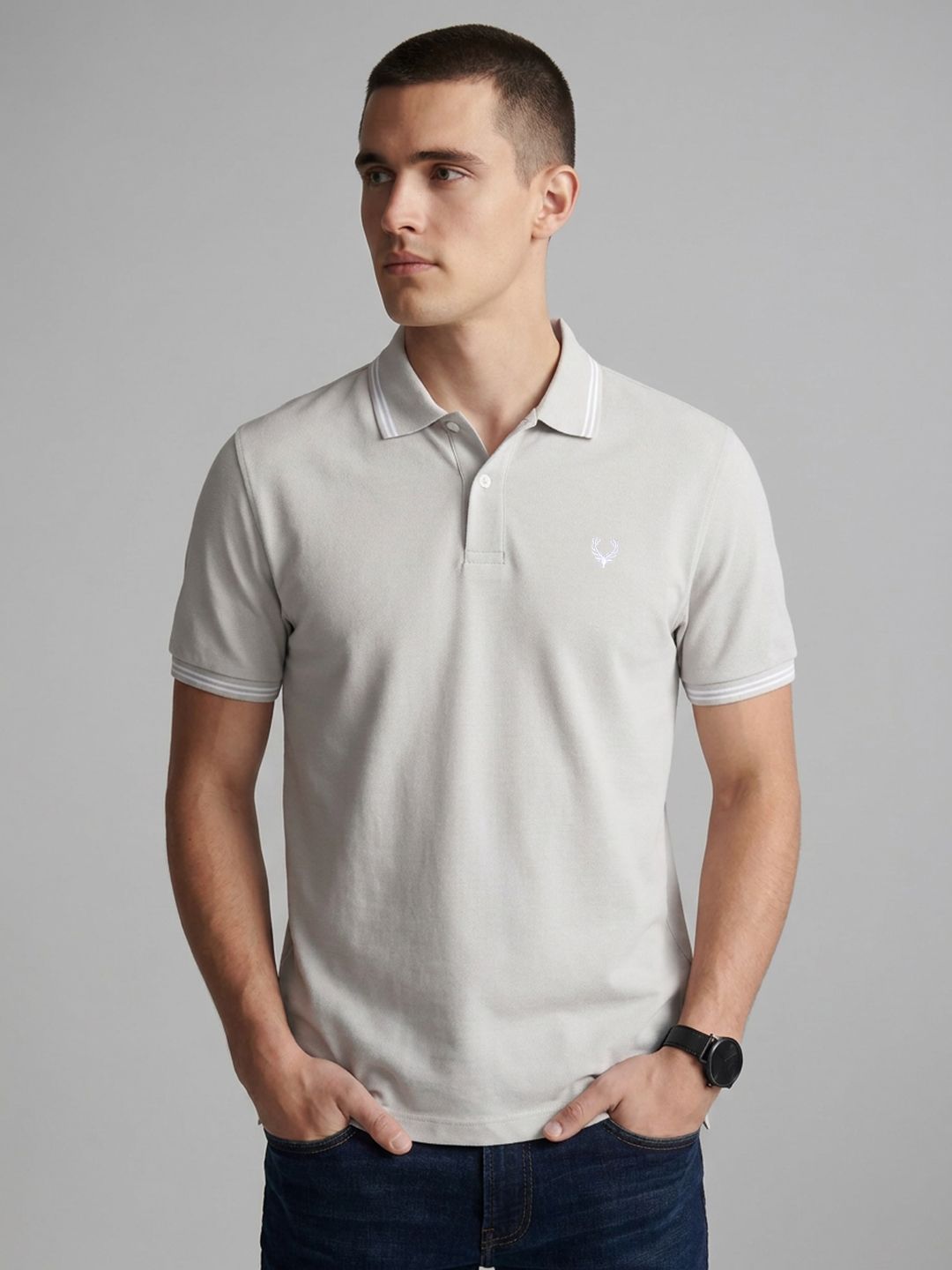 Allen Solly Polo Collar Pure Cotton Slim Fit T-shirt-picture-11
