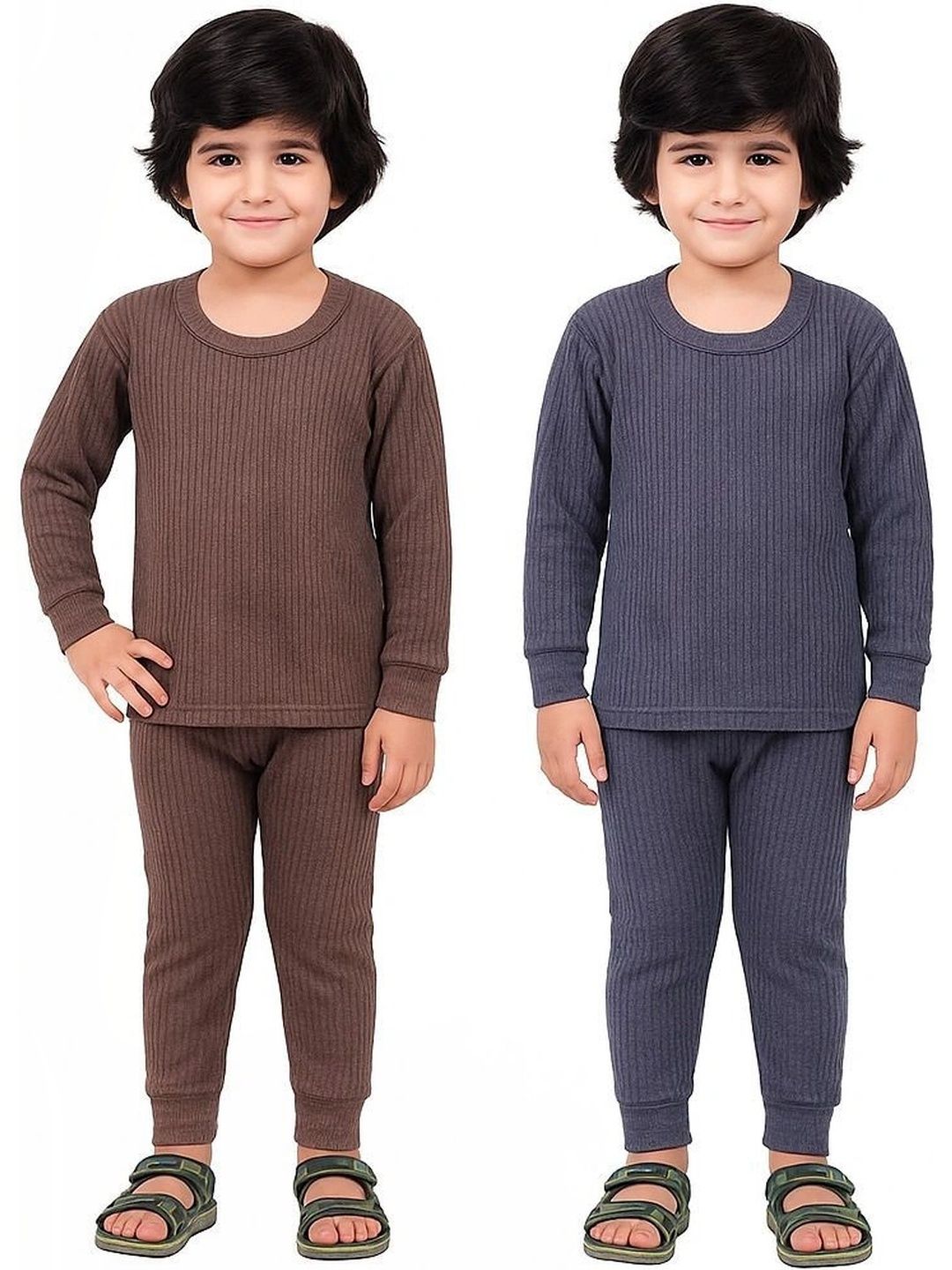 CHICLIFT Kids Pack Of 2 Cotton Round Neck Thermal Set-picture-48
