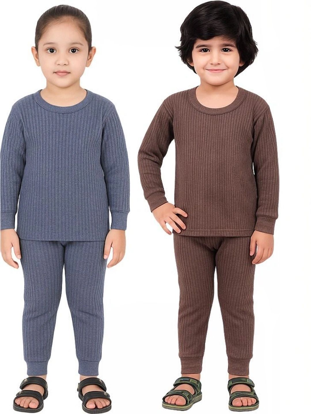 CHICLIFT Kids Pack Of 2 Cotton Round Neck Thermal Set-image-14