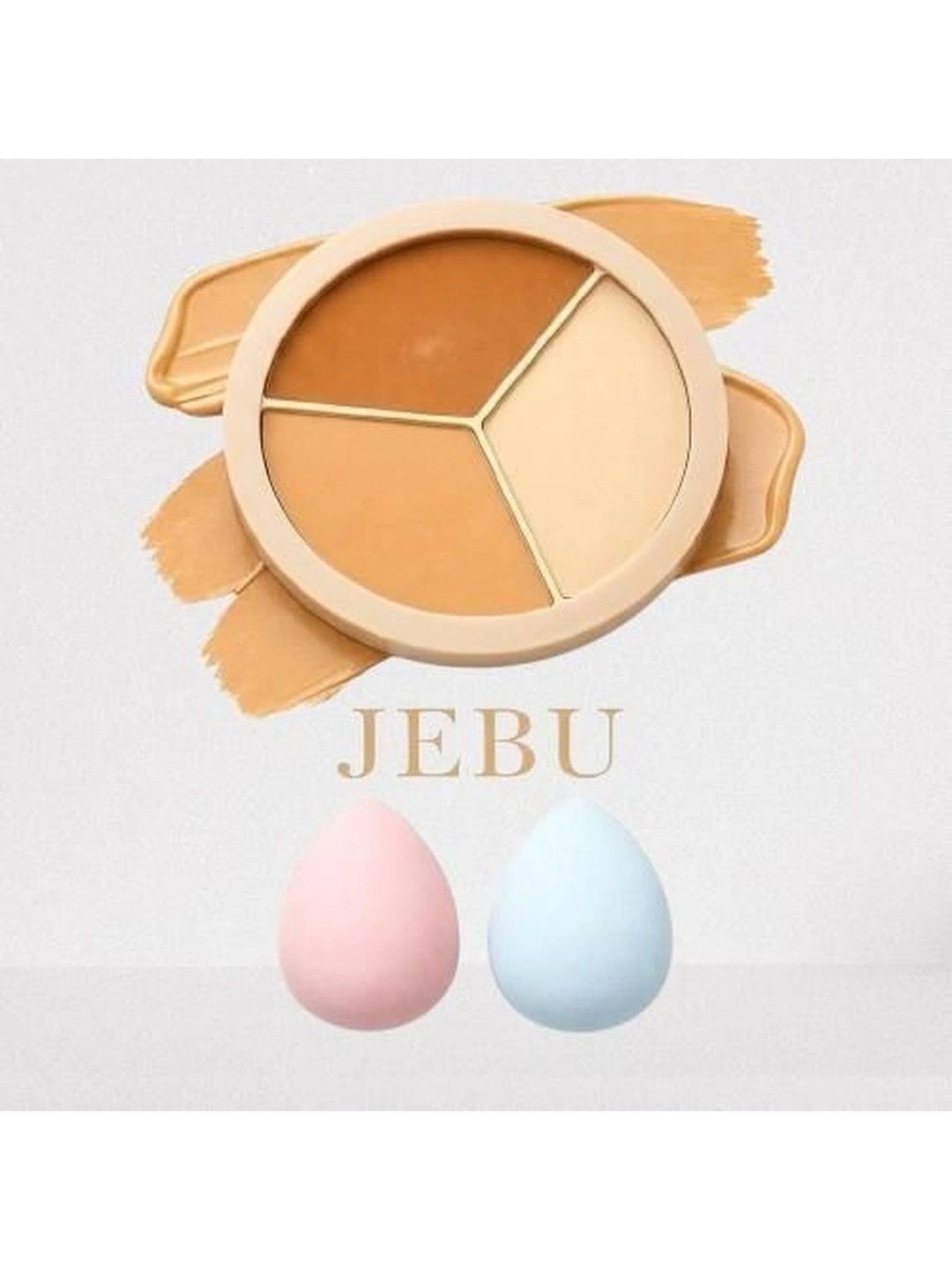 JEBU 3 In 1 Face Concealer Palette For Dark Circles With Beauty Blender - 30 ml-image-15