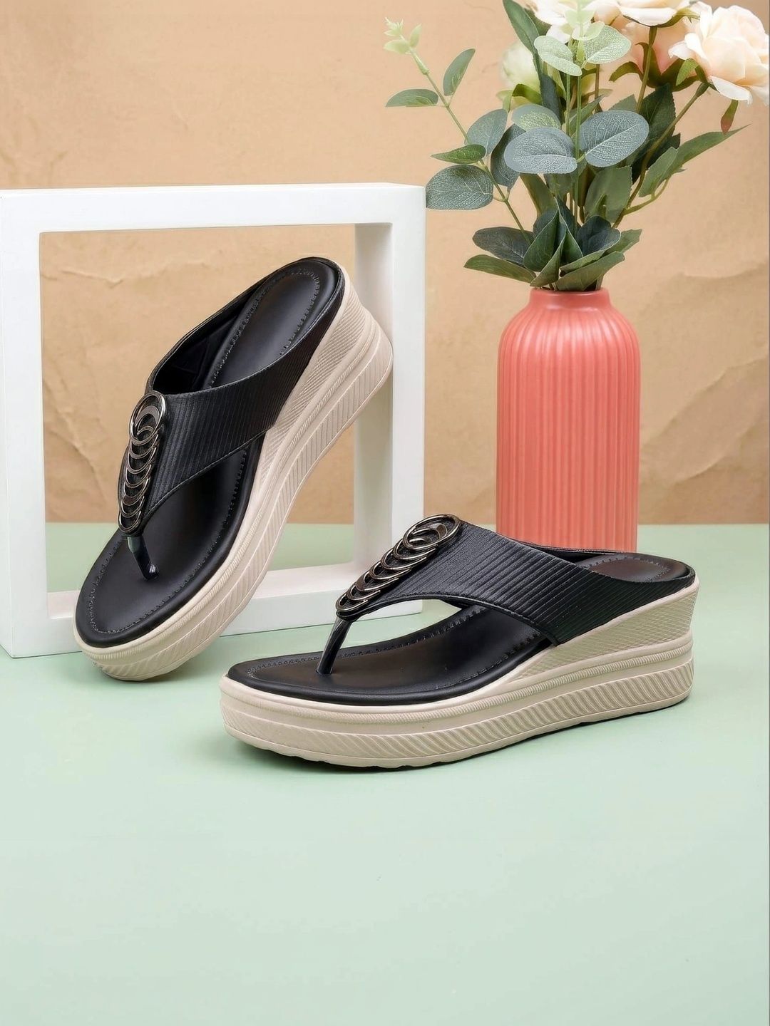 glitchez Textured Wedge Sandals-image-47
