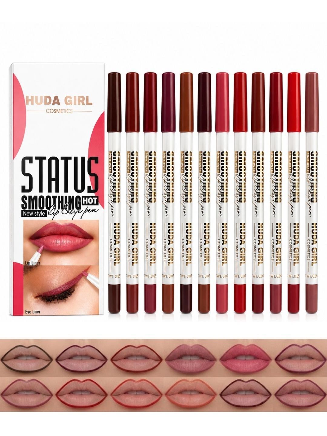 Huda Girl Set Of 12 Status Smoothing Hot Lip Liner-12g Each-image-10