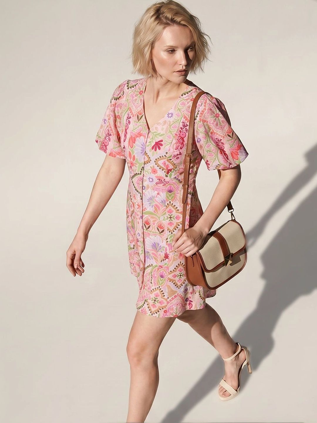 Vero Moda Floral Print Puff Sleeve A-Line Dress-image-26