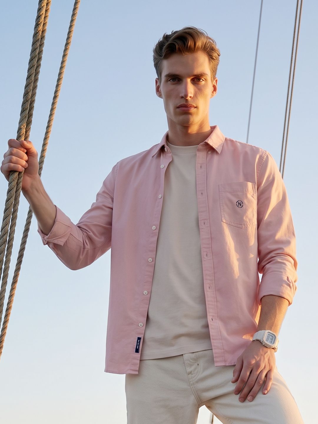 Nautica Spread Collar Pure Cotton Casual Shirt-picture-33