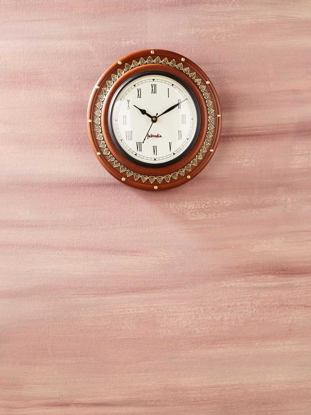 Fabindia Brown Embellished Traditional Wall Clock-image-25