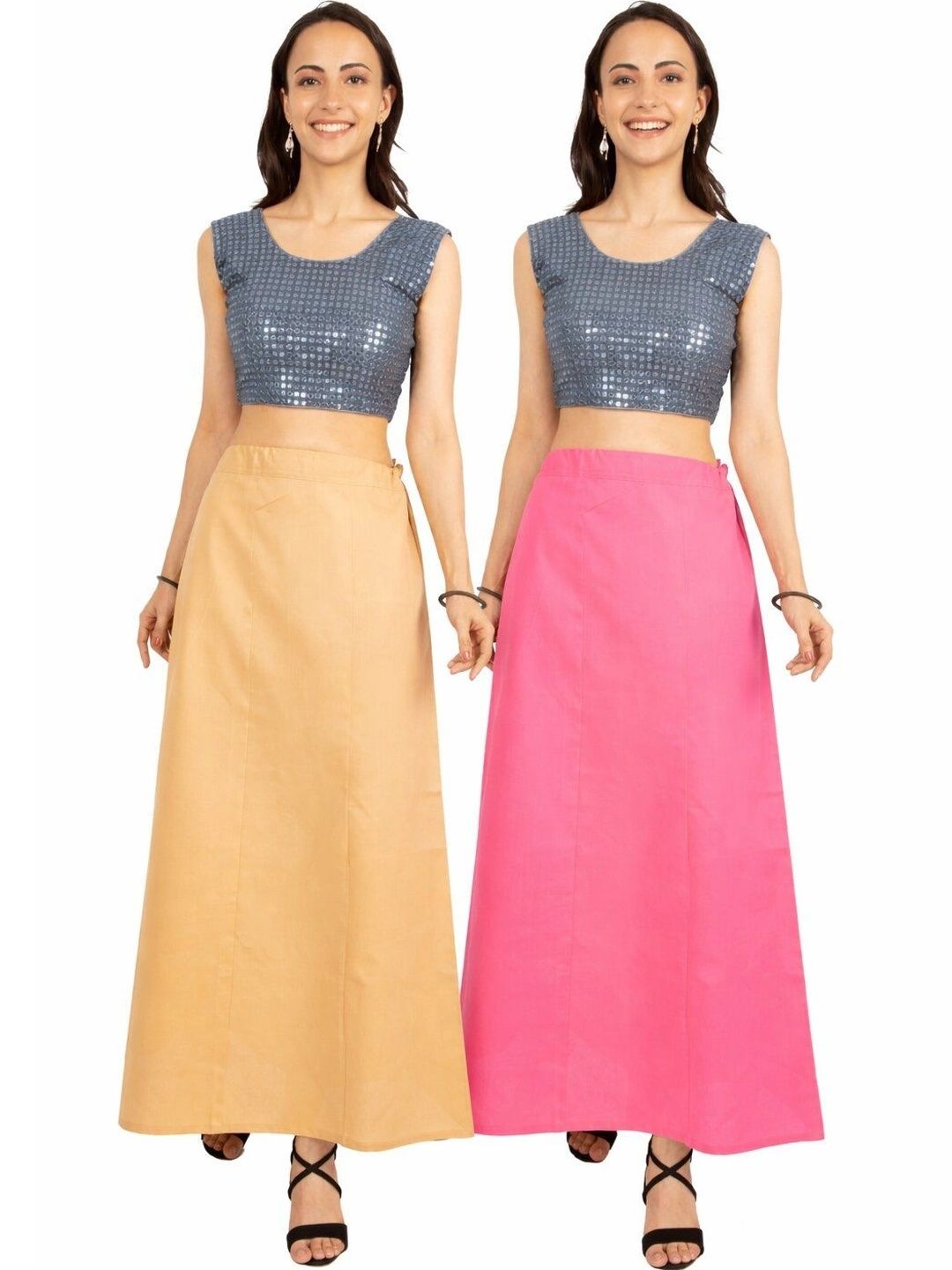 Preeti Creations Pack of 2 Pure Cotton Saree Shapewear-image-9