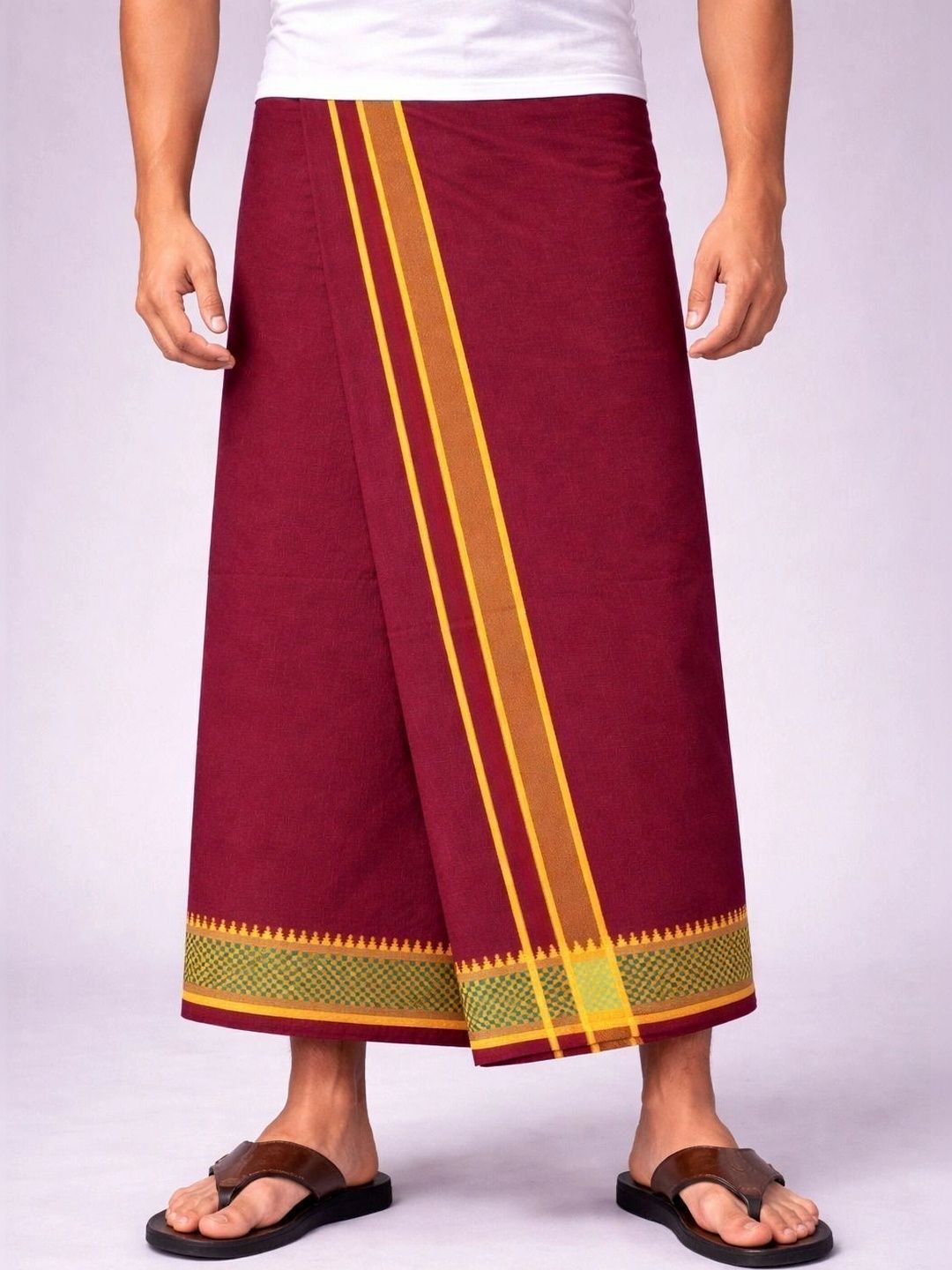 AKESHAVAM Men Striped Cotton Dhoti Dhotis-picture-44