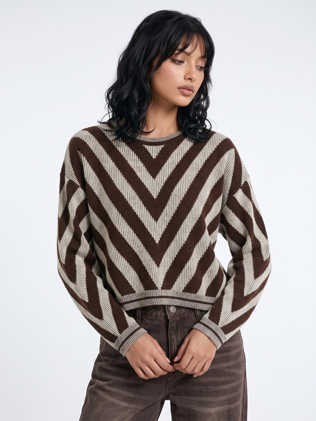 glitchez Striped Knitted Pullover-image-29