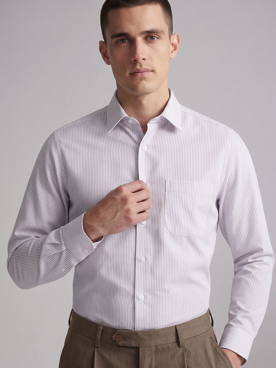 Louis Philippe Striped Pure Cotton Formal Shirt-picture-50