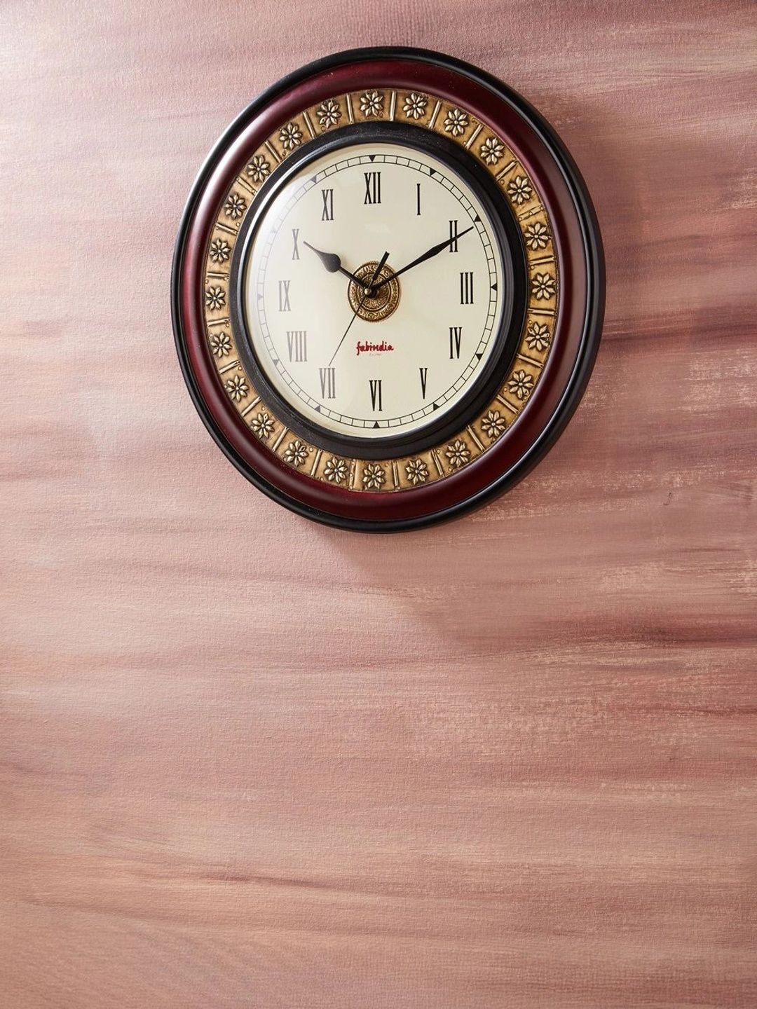 Fabindia Brown Embellished Traditional Wall Clock-image-28