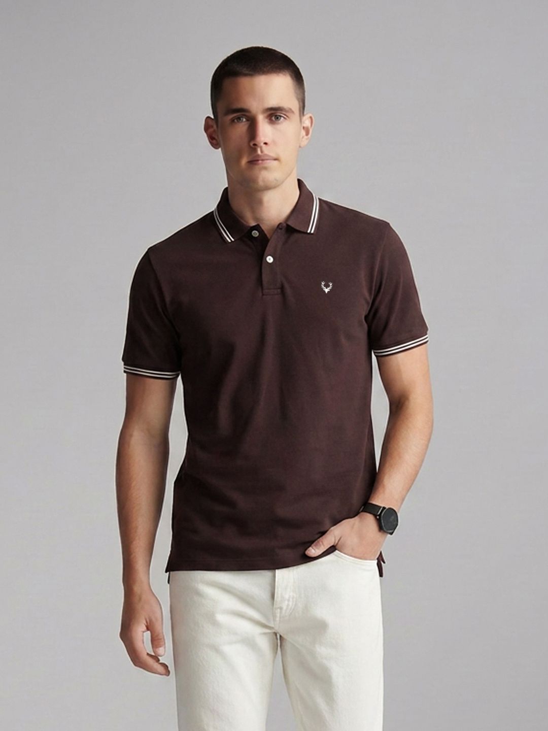 Allen Solly Slim Fit Polo Collar Pure Cotton T-shirt-picture-45