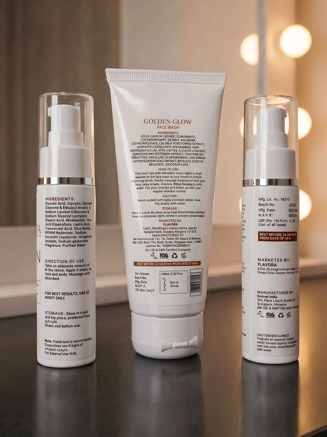 Flawora Set Of 2 Golden Glow Facewash - 100 ml & D-Tan Lotion - 50 ml-image-22