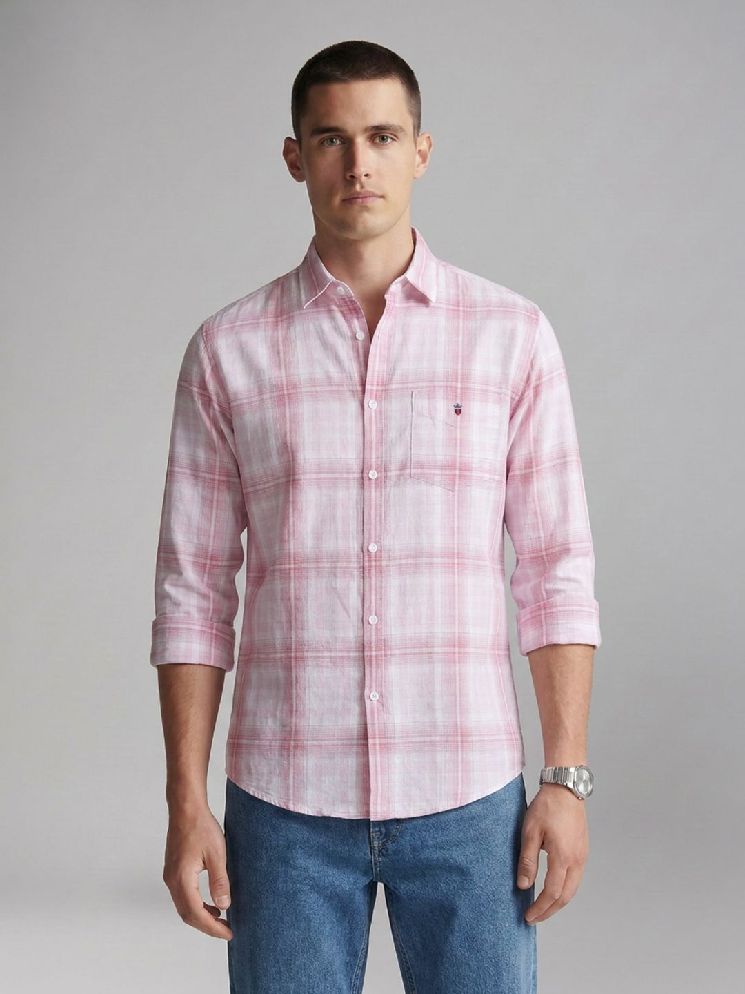 Louis Philippe Sport Checked Cotton Linen Casual Shirt-picture-10