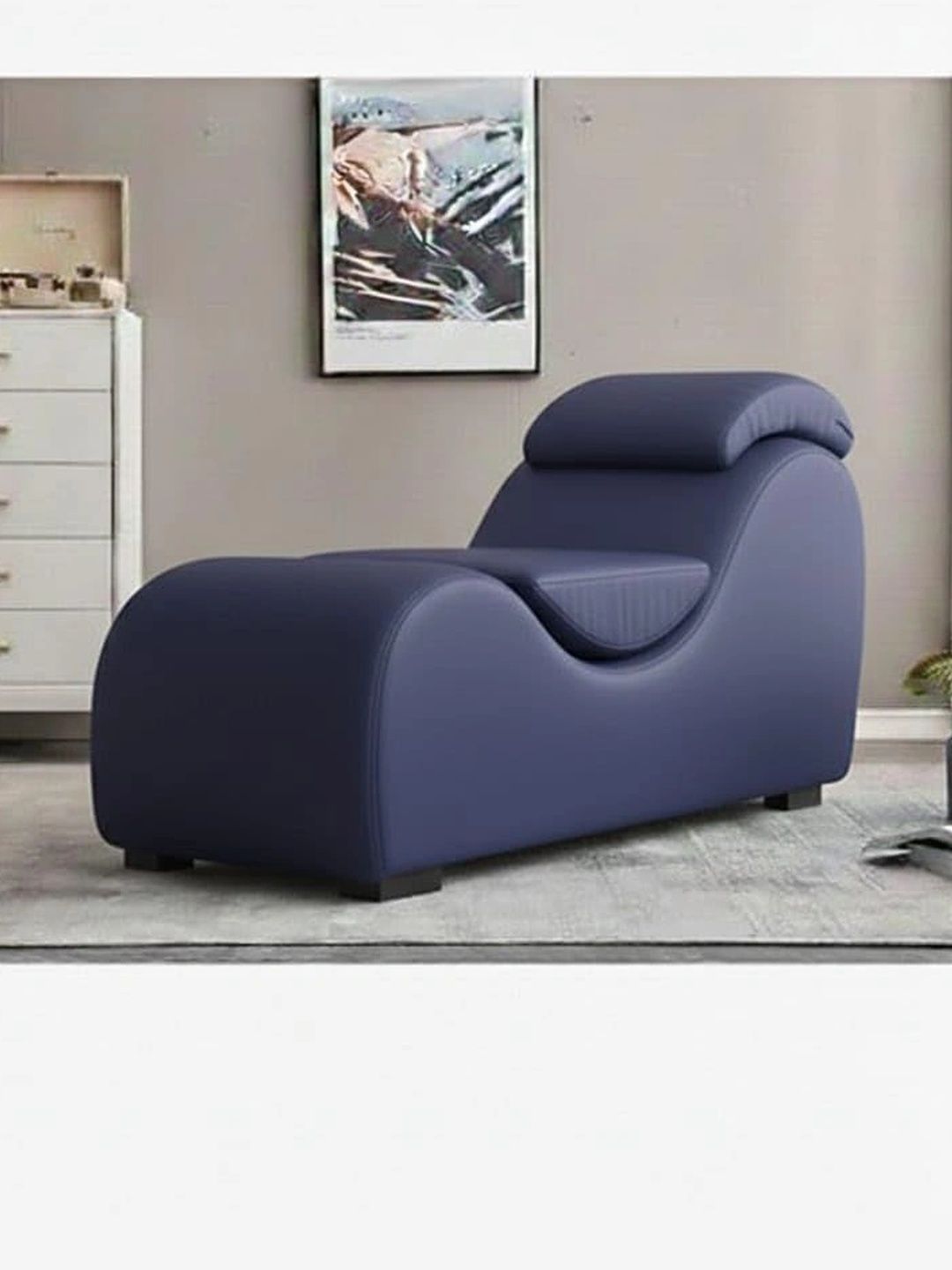 INDIAWOODMART Navy Blue Comfortable 1 Seater Sofa-picture-32