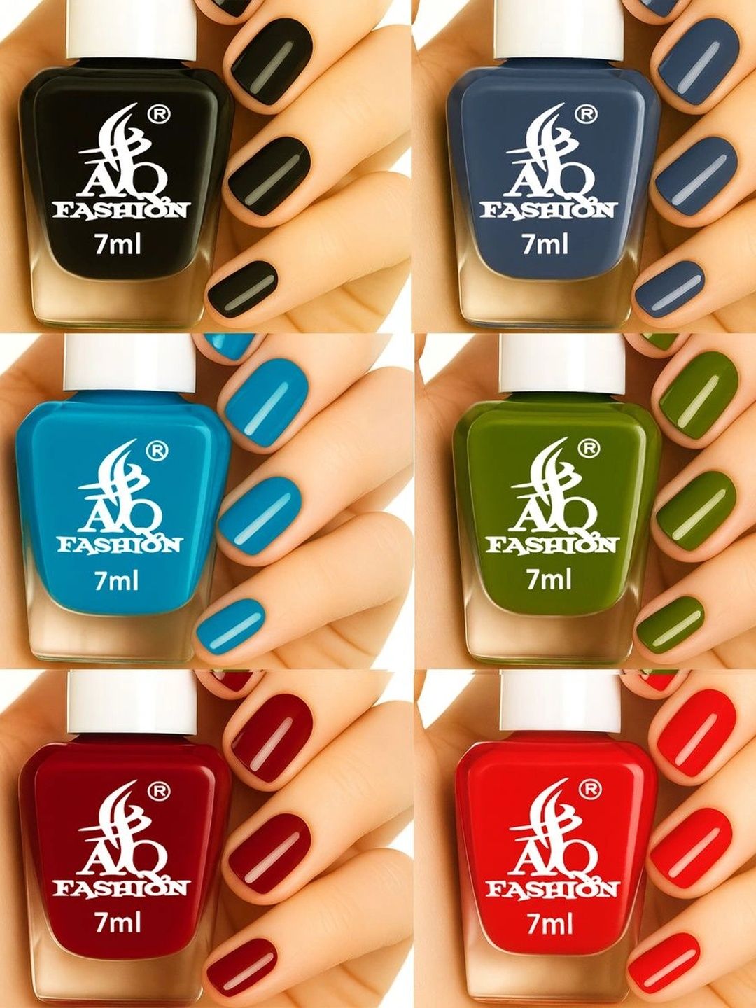 AQ FASHION Set Of 6 Long Lasting Nail Polish - 7 ml Each - Set No BC4142-image-49