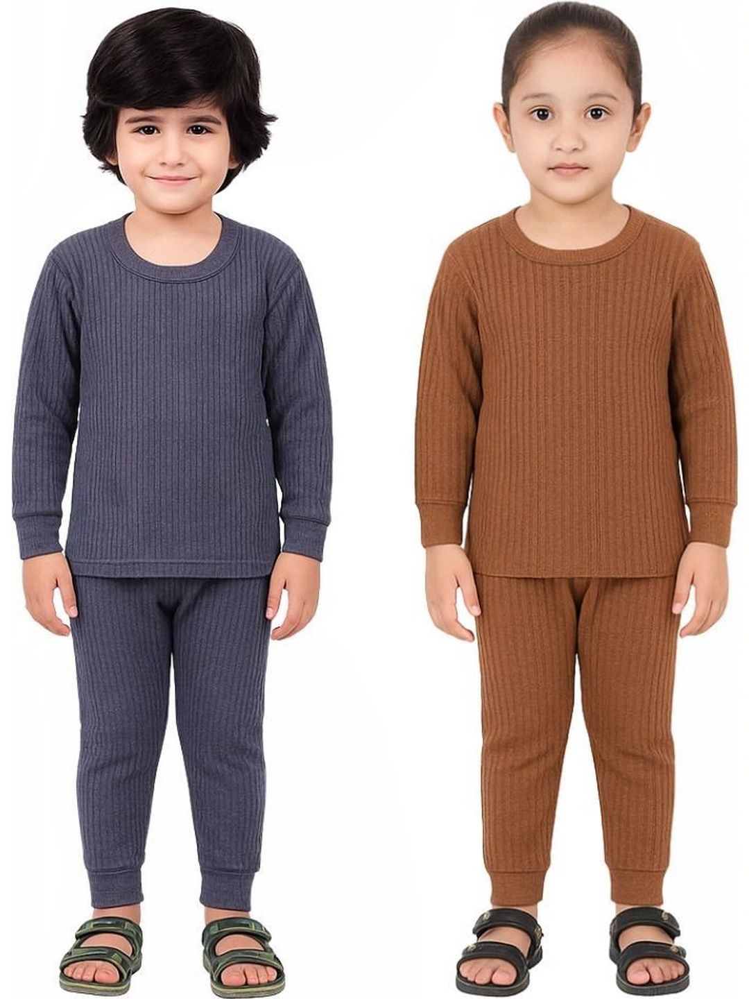 CHICLIFT Kids Pack Of 2 Cotton Round Neck Thermal Set-image-13