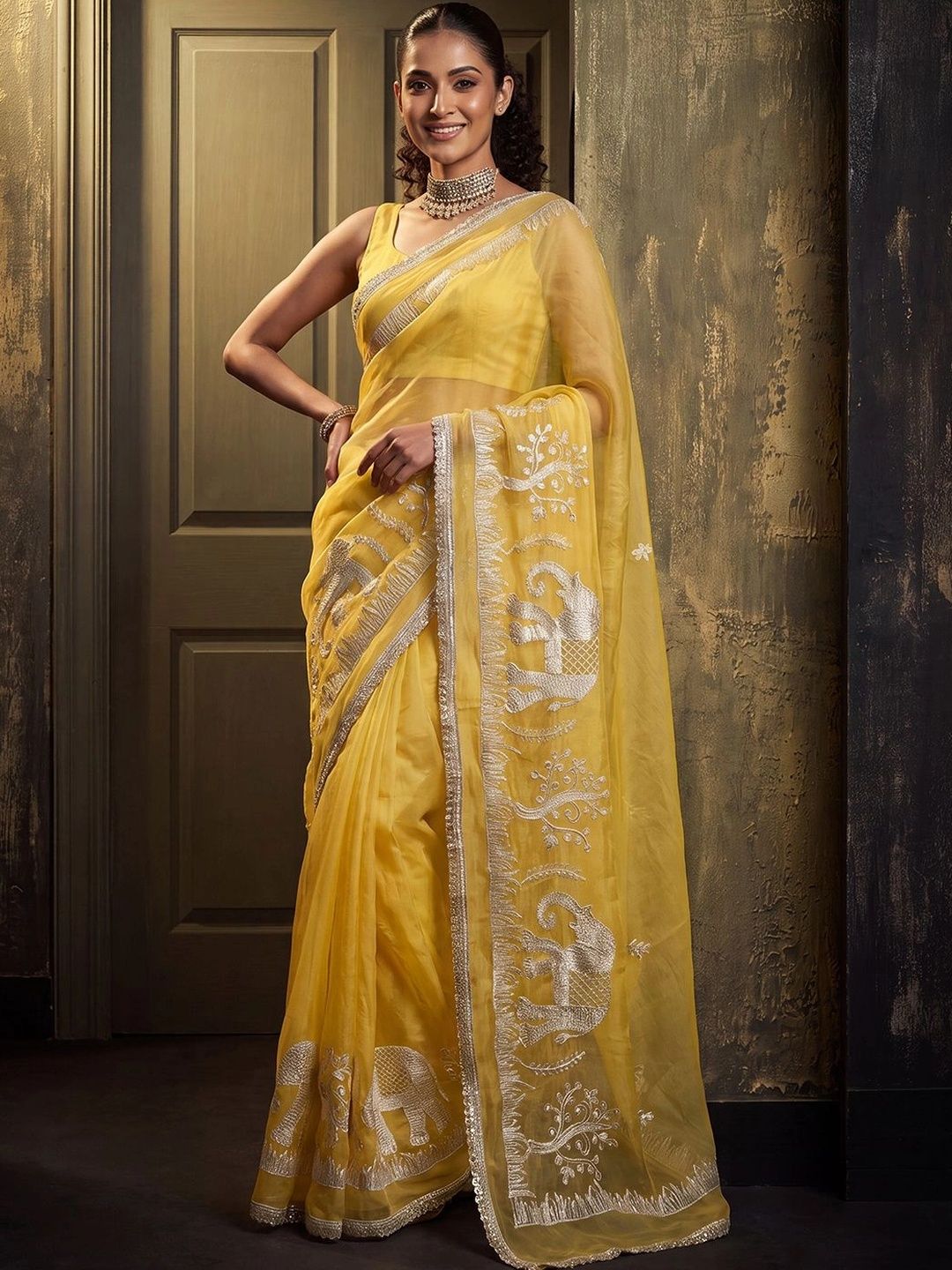 Saree mall Ethnic Motifs Zari Designer Sarees-picture-41