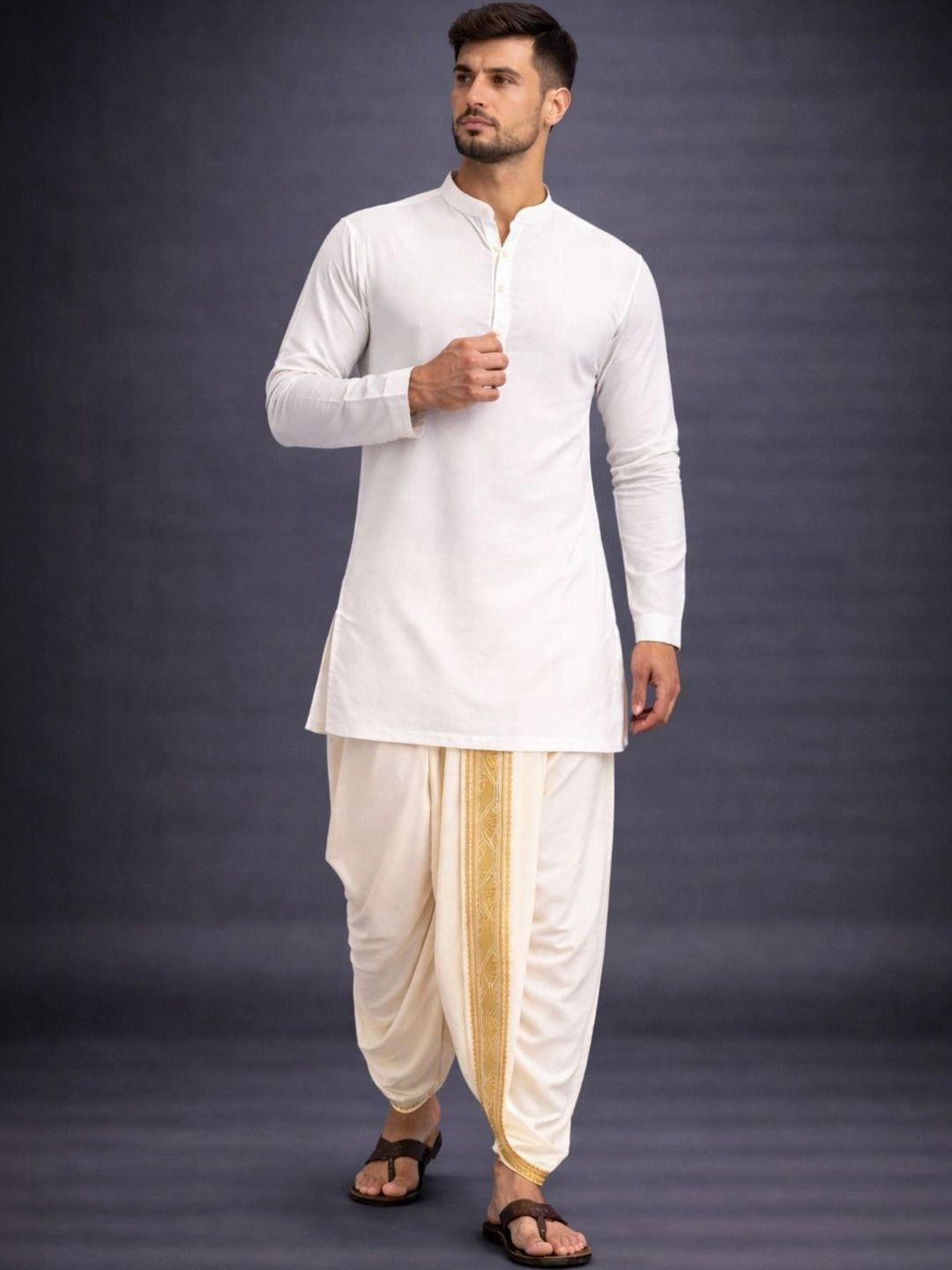 AKESHAVAM Men Embroidered Dhoti Dhotis-image-42