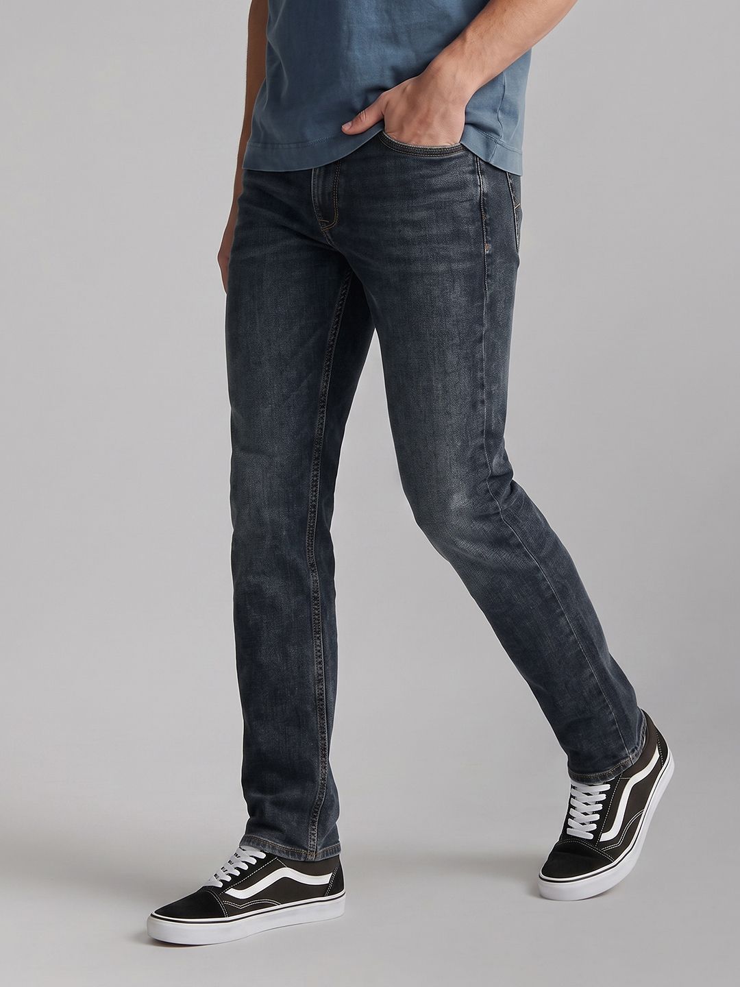 Louis Philippe Jeans Men Slim Fit Mid-Rise Light Fade Stretchable Jeans-picture-40