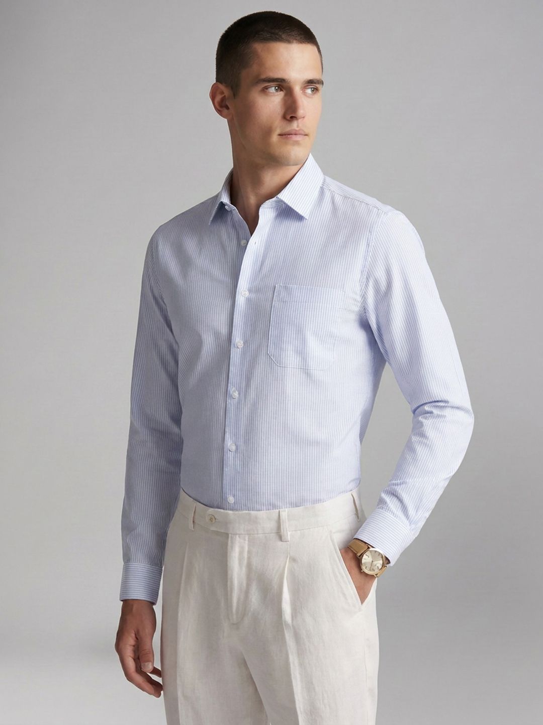 Louis Philippe Slim Fit Self Design Pure Cotton Formal Shirt-picture-40