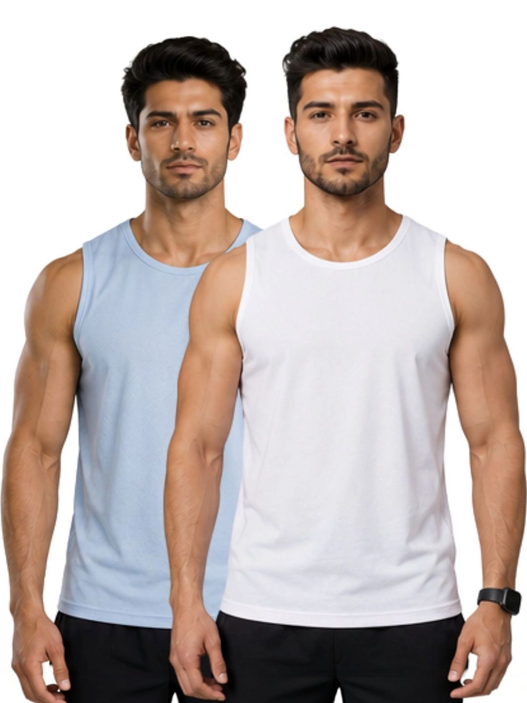 IndiCrafts Pack of 2 Self Design Gym Vest-picture-14
