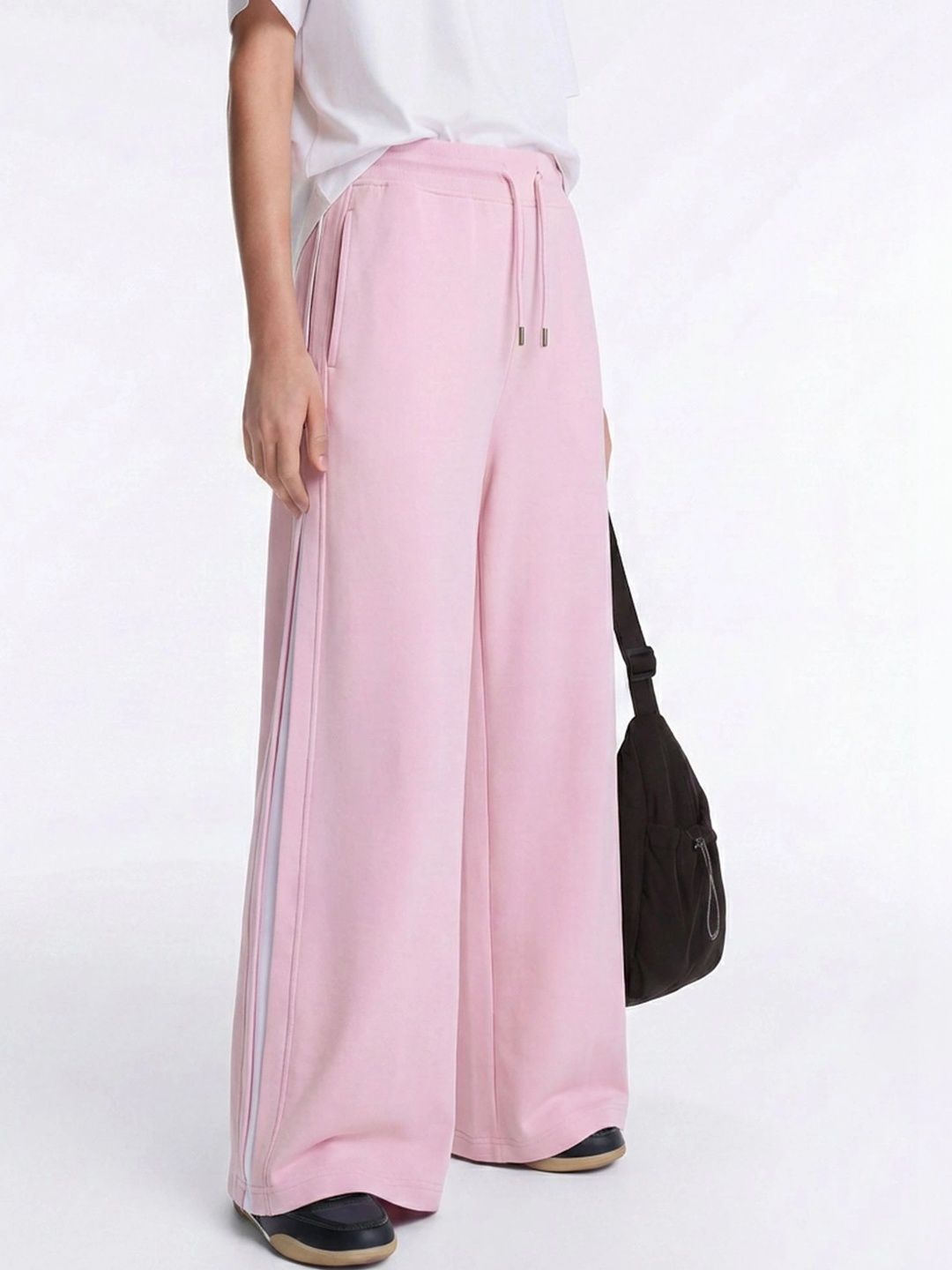 ALONGE Pure Cotton Mid-Rise Side Panel Straight Lounge Pants-image-43