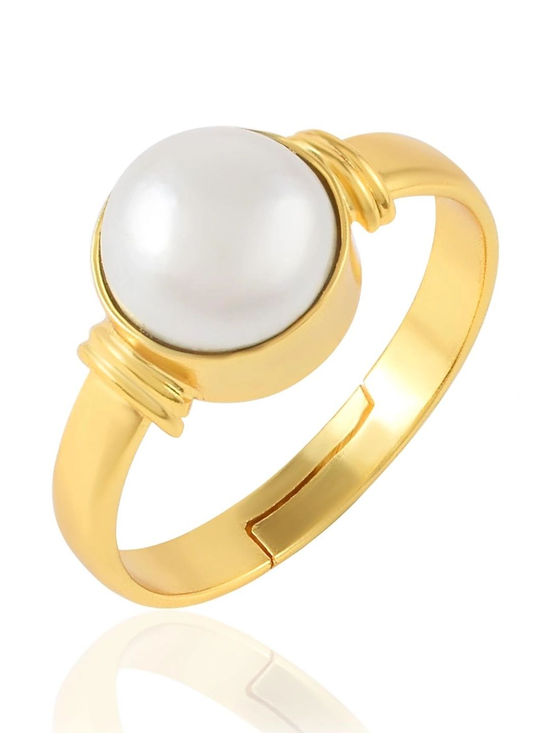 DZINETRENDZ Unisex Gold-Plated Pearls Finger Ring-picture-21