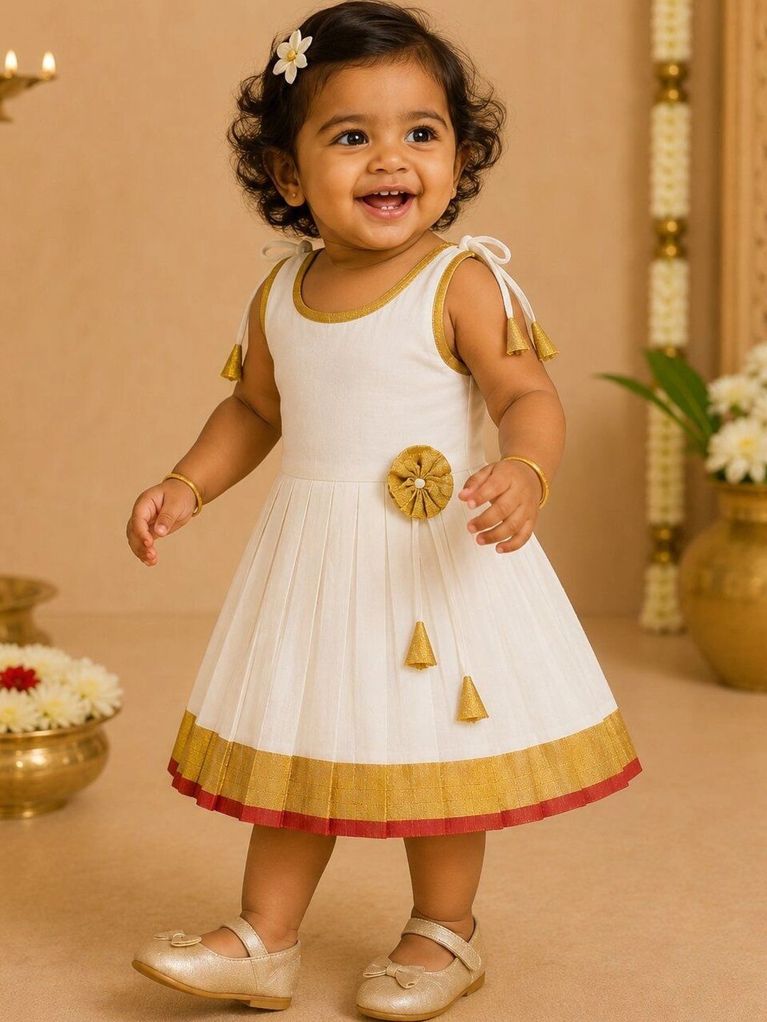 Sethukrishna Infrant Girls Embroidered Round Neck A-Line Ethnic Dresses-picture-18