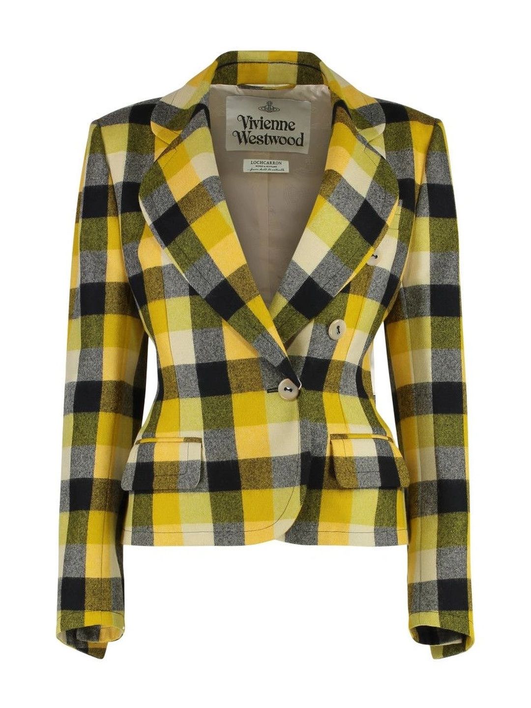 Vivienne Westwood Checked Notched Lapel Double-Breasted Tailored Fit Formal Blazers-picture-12