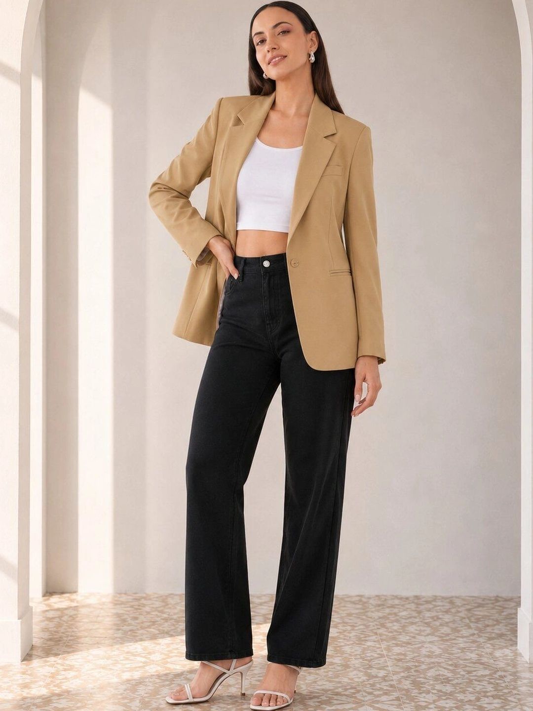 Integration Notched Lapel Single-Breasted Tailored Fit Formal Blazers-image-5