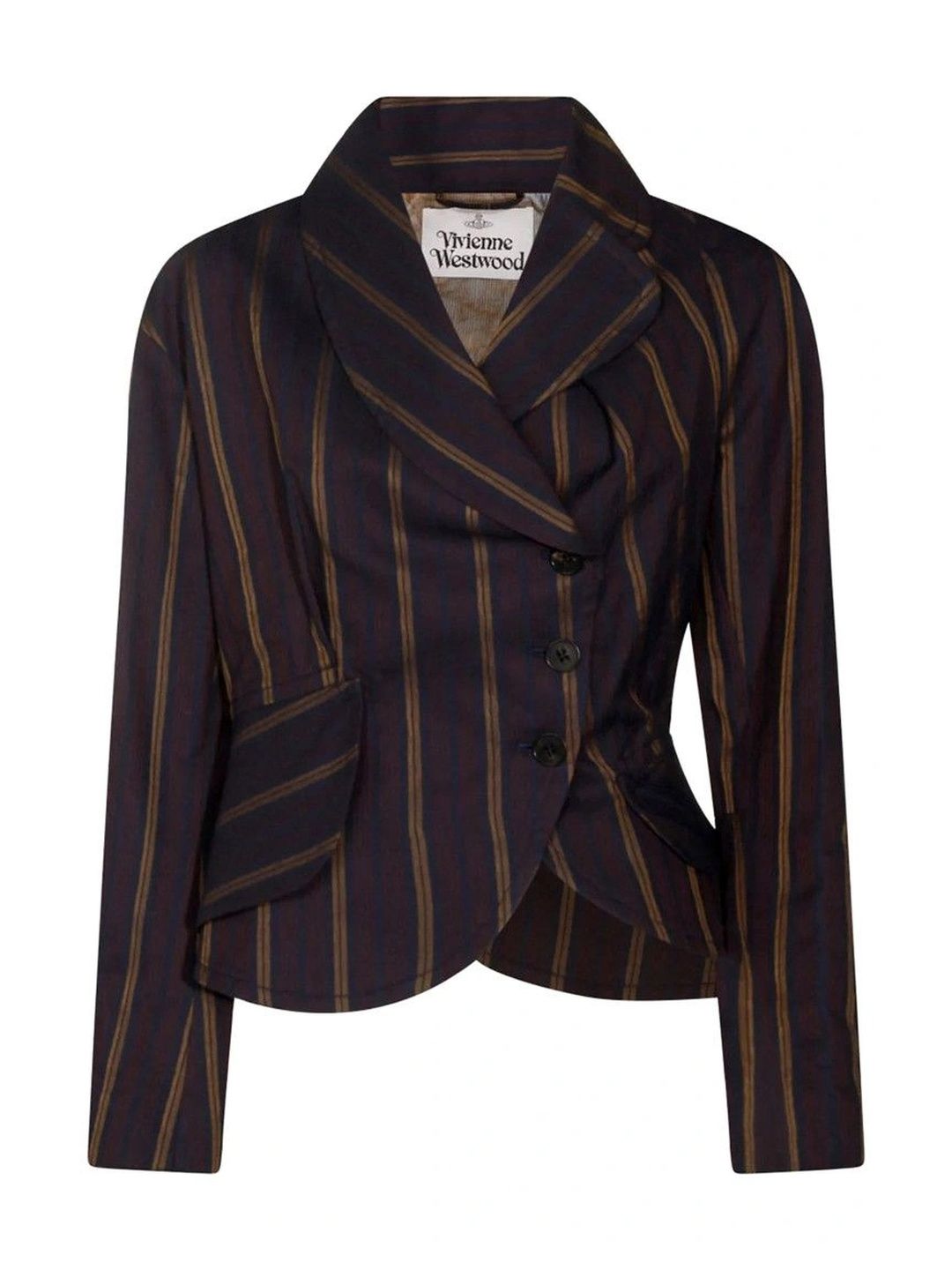 Vivienne Westwood Striped Notched Lapel Single-Breasted Tailored Fit Formal Blazers-picture-13