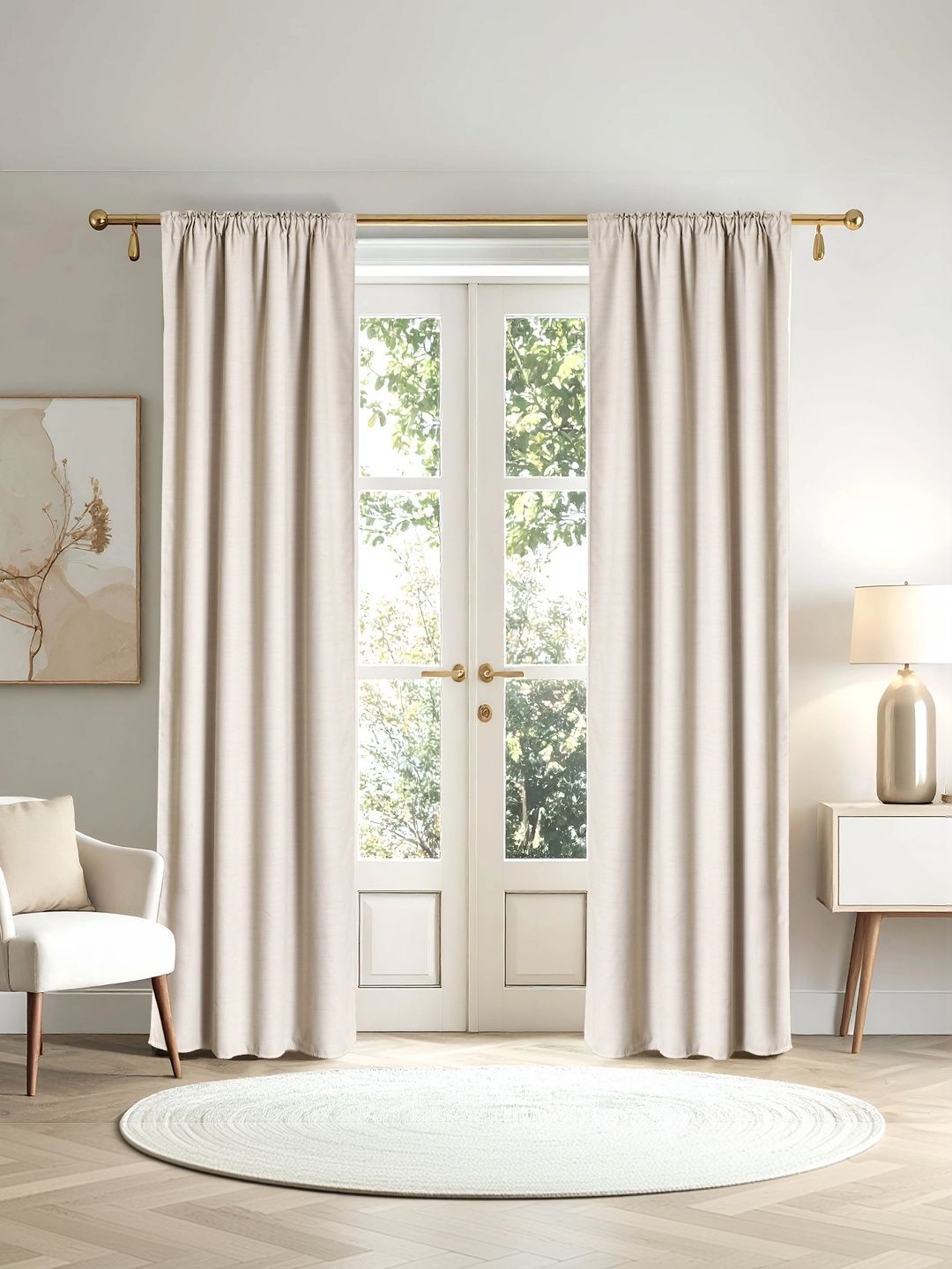Home Centre Beige Set of 2 Long Door Curtain-picture-17