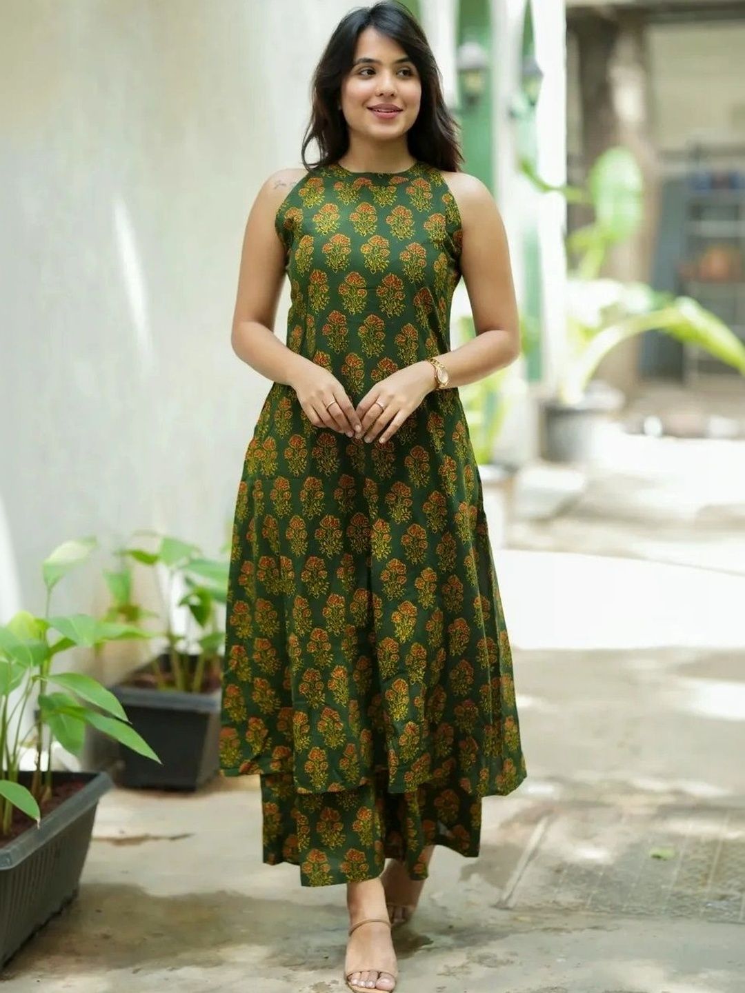 KALINI Women Floral Printed Regular Pure Cotton Kurta with Palazzos-picture-19