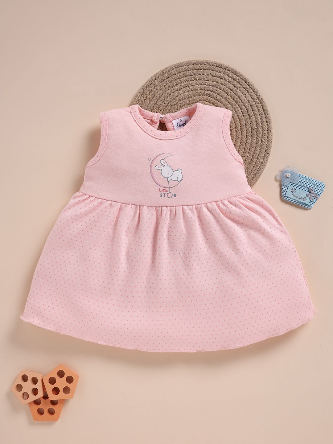 Simply Infant Girls Polka Dot Print Pure Cotton A-Line Dress-picture-12