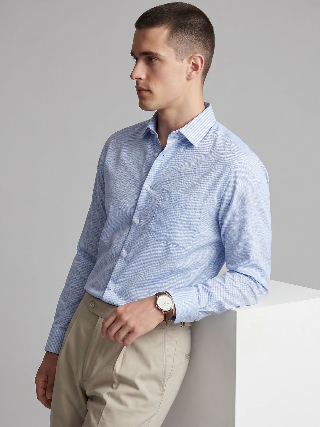 Louis Philippe Textured Pure Cotton Formal Shirt-picture-10