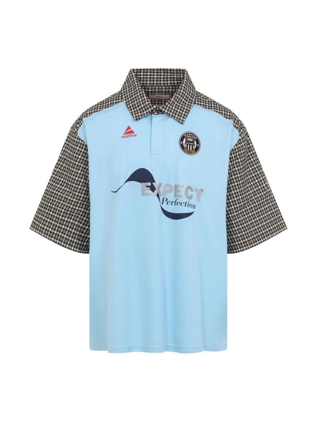 Martine Rose Men Brand Logo Colour Blocked Regular Fit Polo Collar T-shirt-image-30