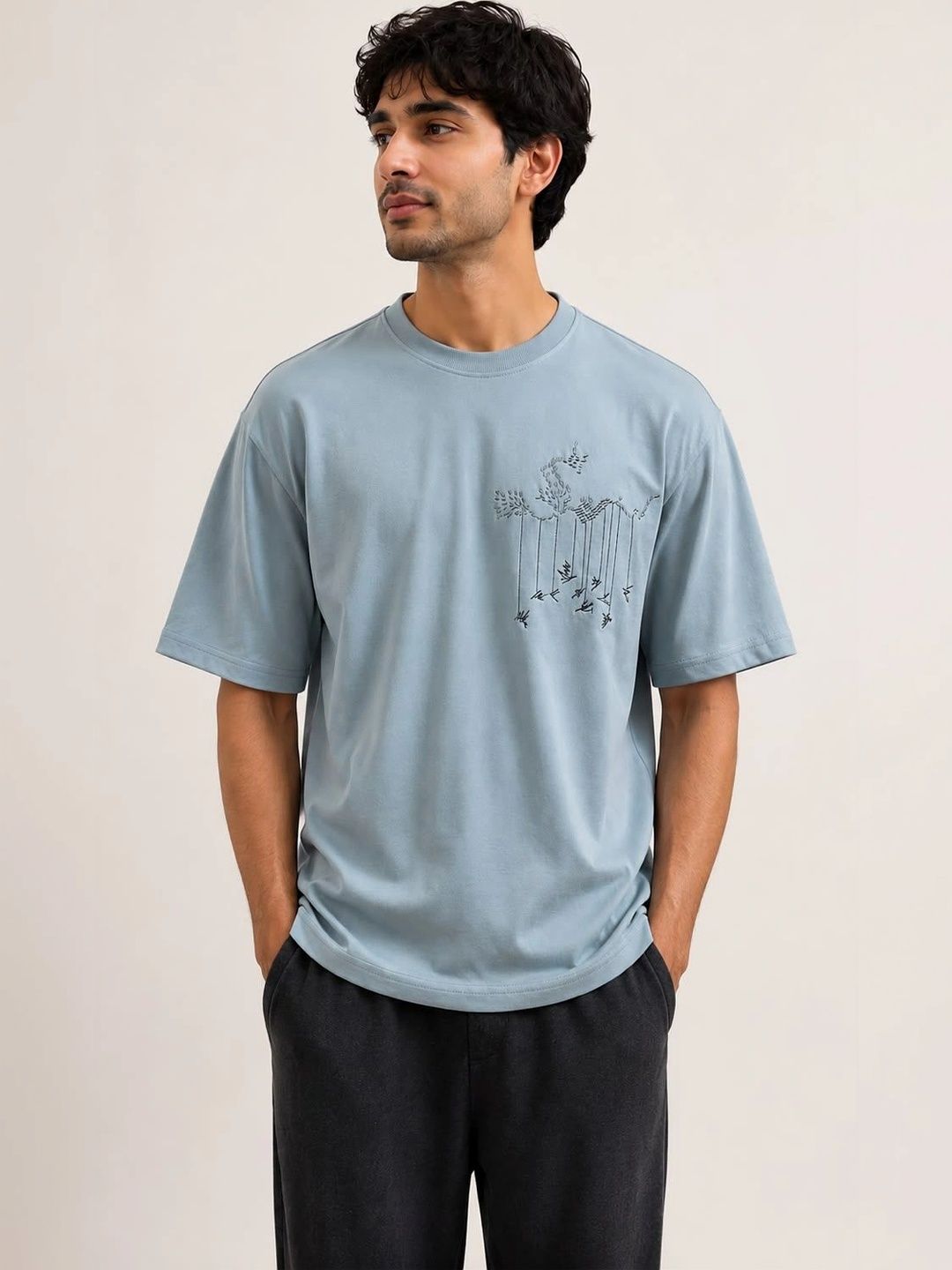 BIGCAPS Men Embroidered Round Neck T-shirt-picture-57