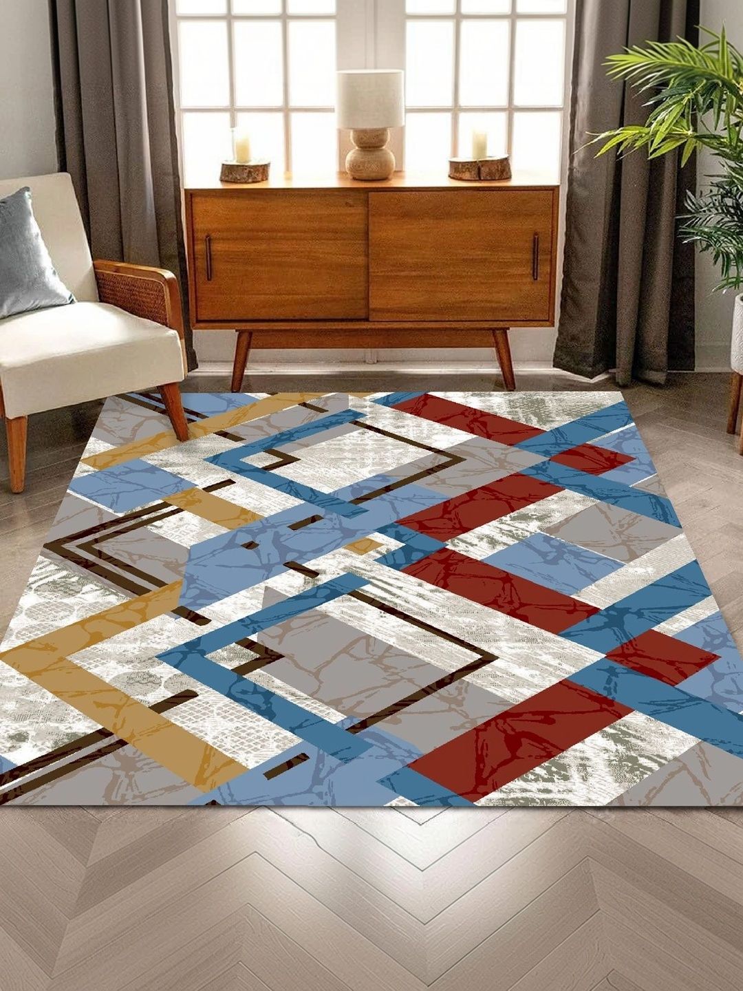 HOLLYWOOD STYLES White Geometric Polyester Carpet-picture-6