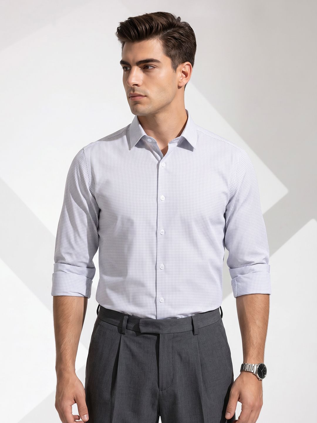 INVICTUS Slim Fit Micro Checked Formal Shirt-picture-23