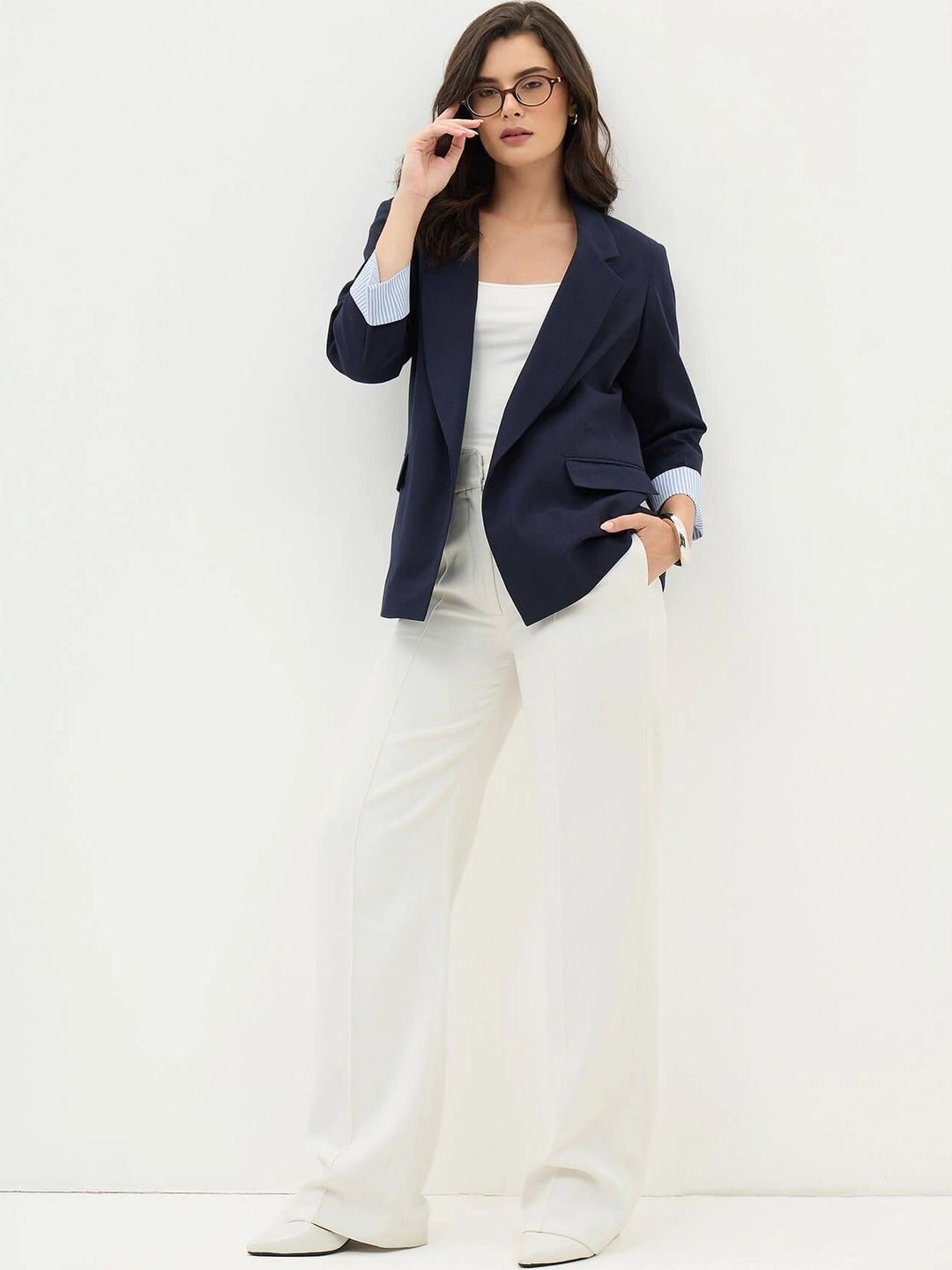 SALT ATTIRE Notched Lapel Open Front Formal Blazers-picture-18