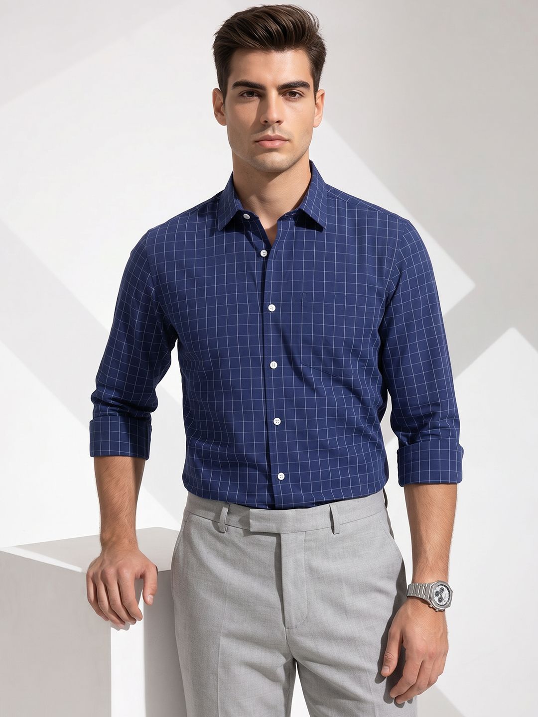 INVICTUS Slim Fit Checked Formal Shirt-picture-11