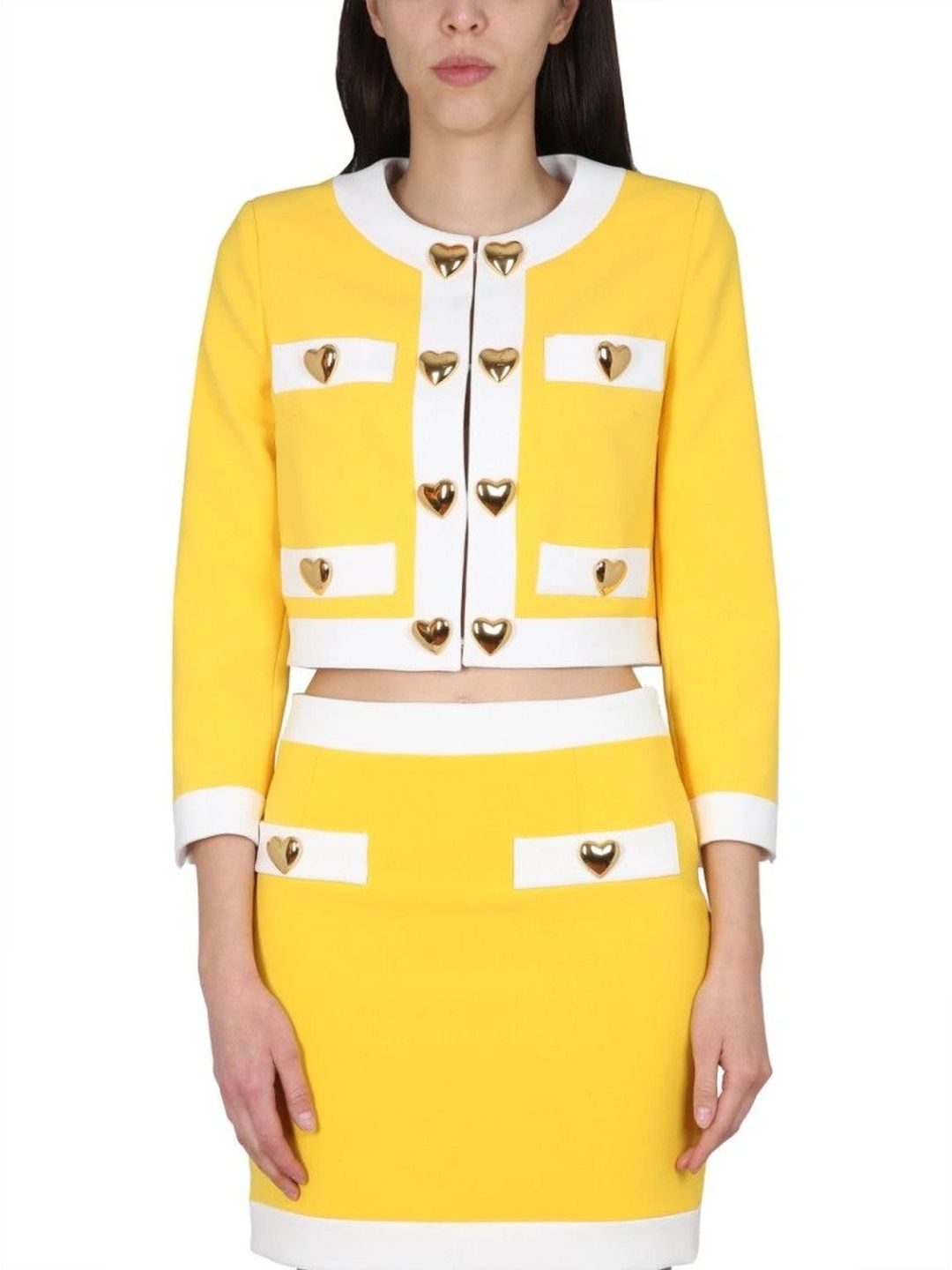 MOSCHINO Women Colourblocked Crop Open Front Jacket-picture-53