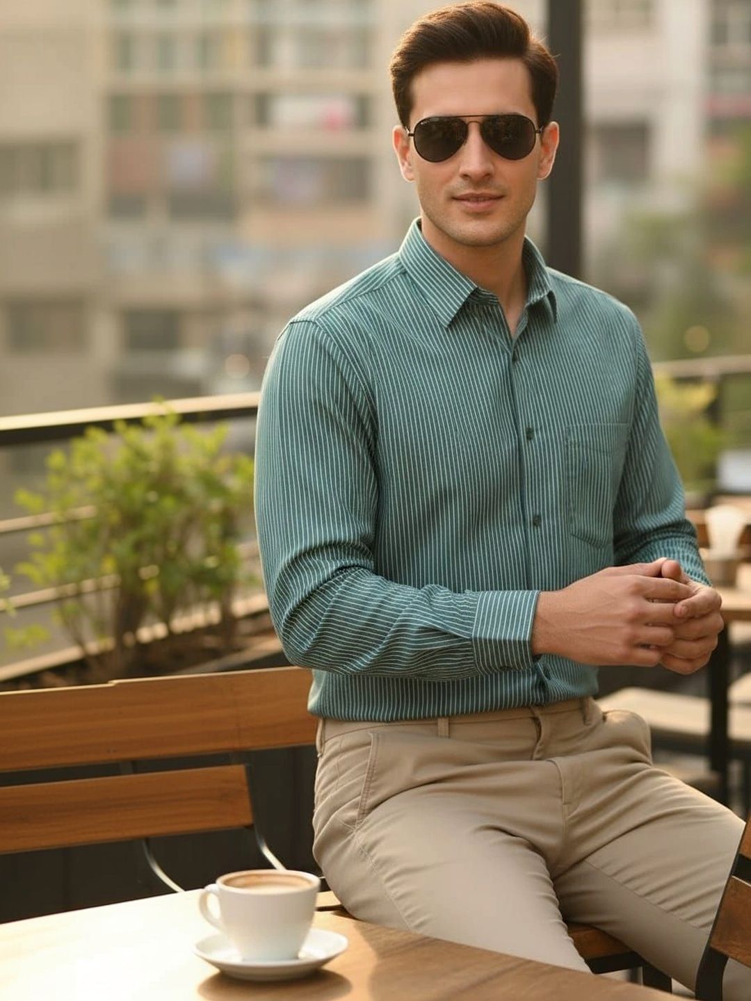 THE SHIRT CODE Men Slim Fit Striped Casual Shirt-picture-33