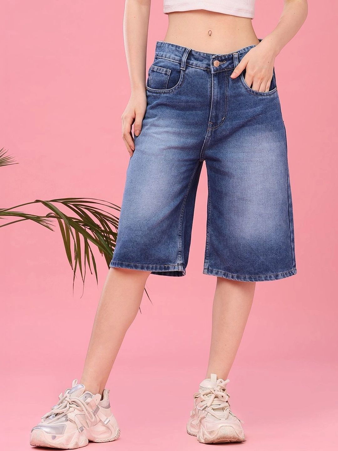 LIMEROAD Women Denim Denim Shorts-image-31