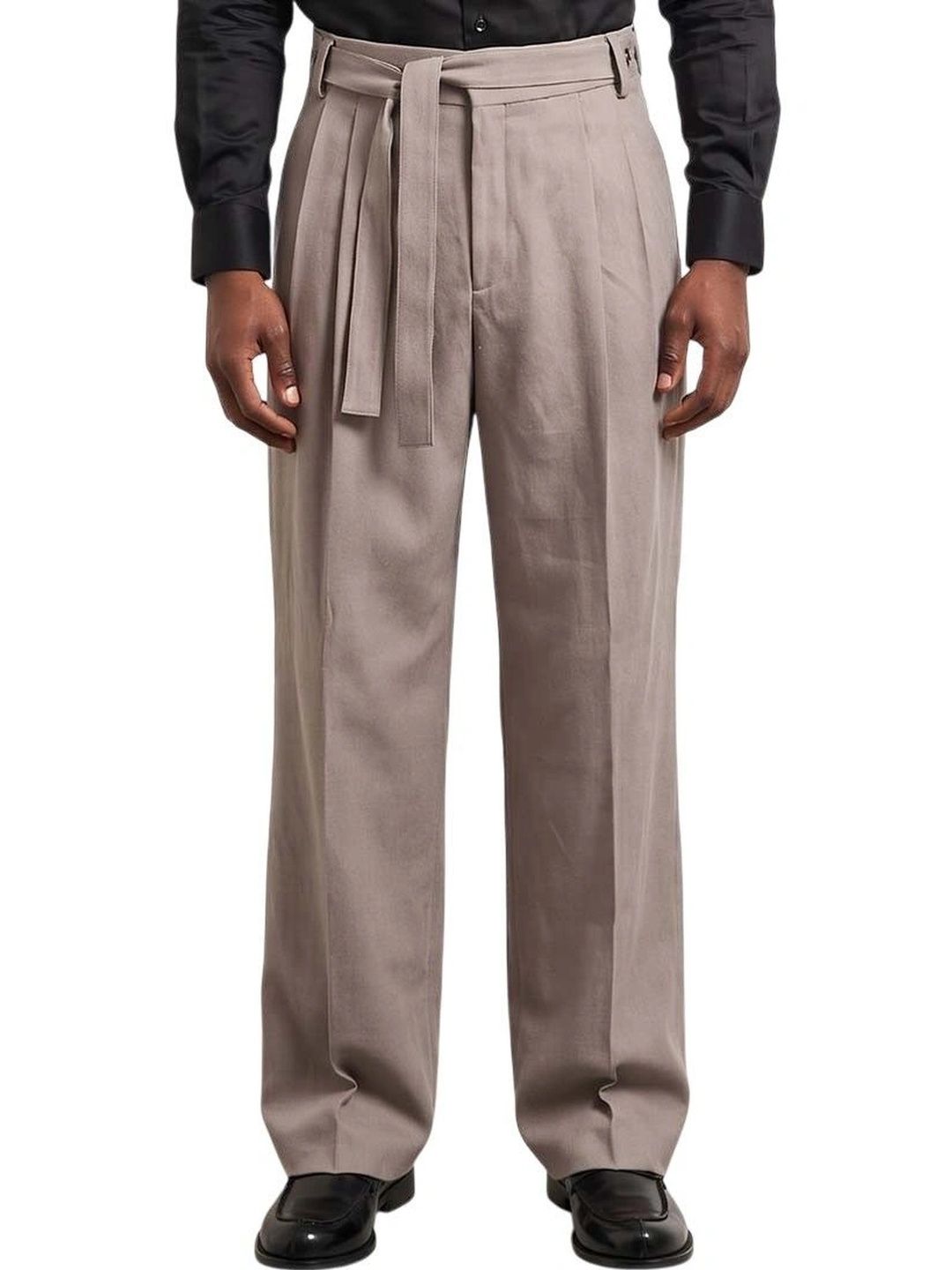 HUGO Brown Relaxed Pleated Pants-picture-46
